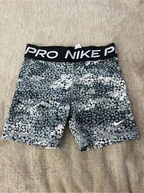 Nike Black & Gray Floral Camo Pro Bike Shorts